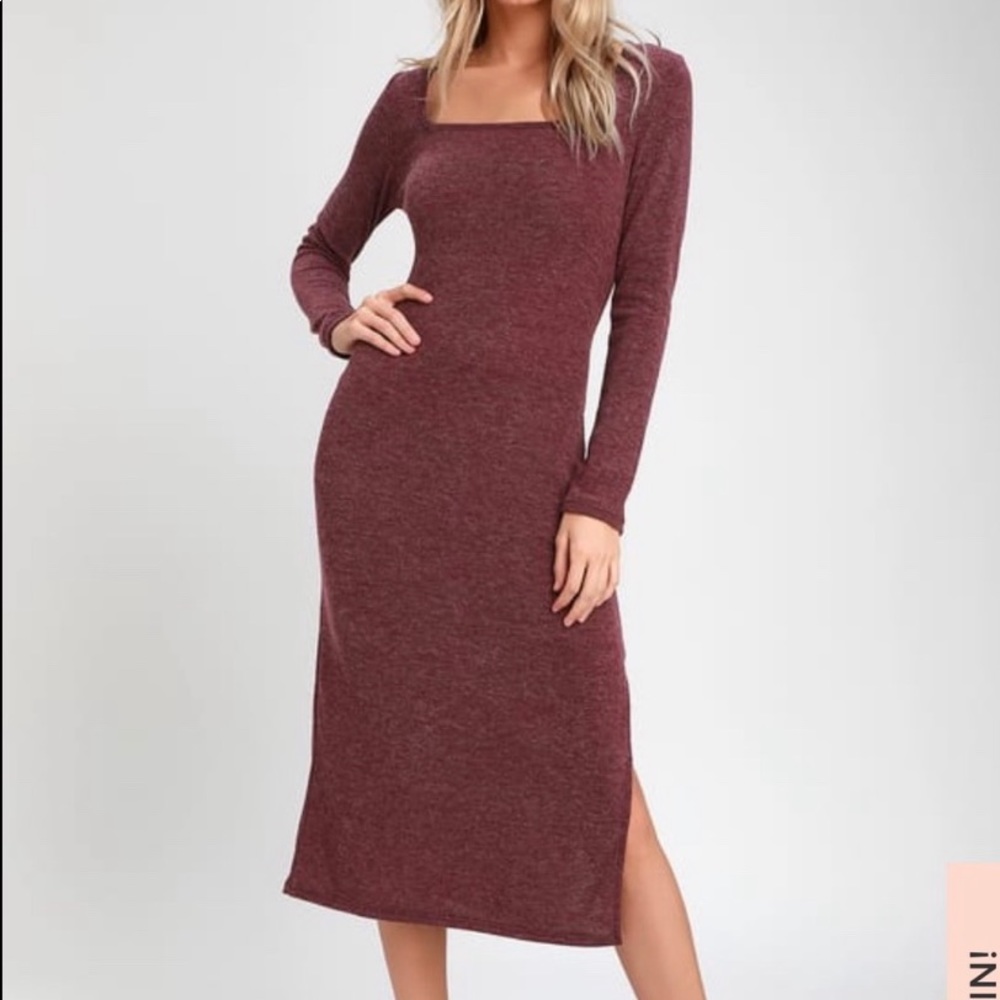 Lulus Rona Knit Long Sleeve Midi Sweater Dress